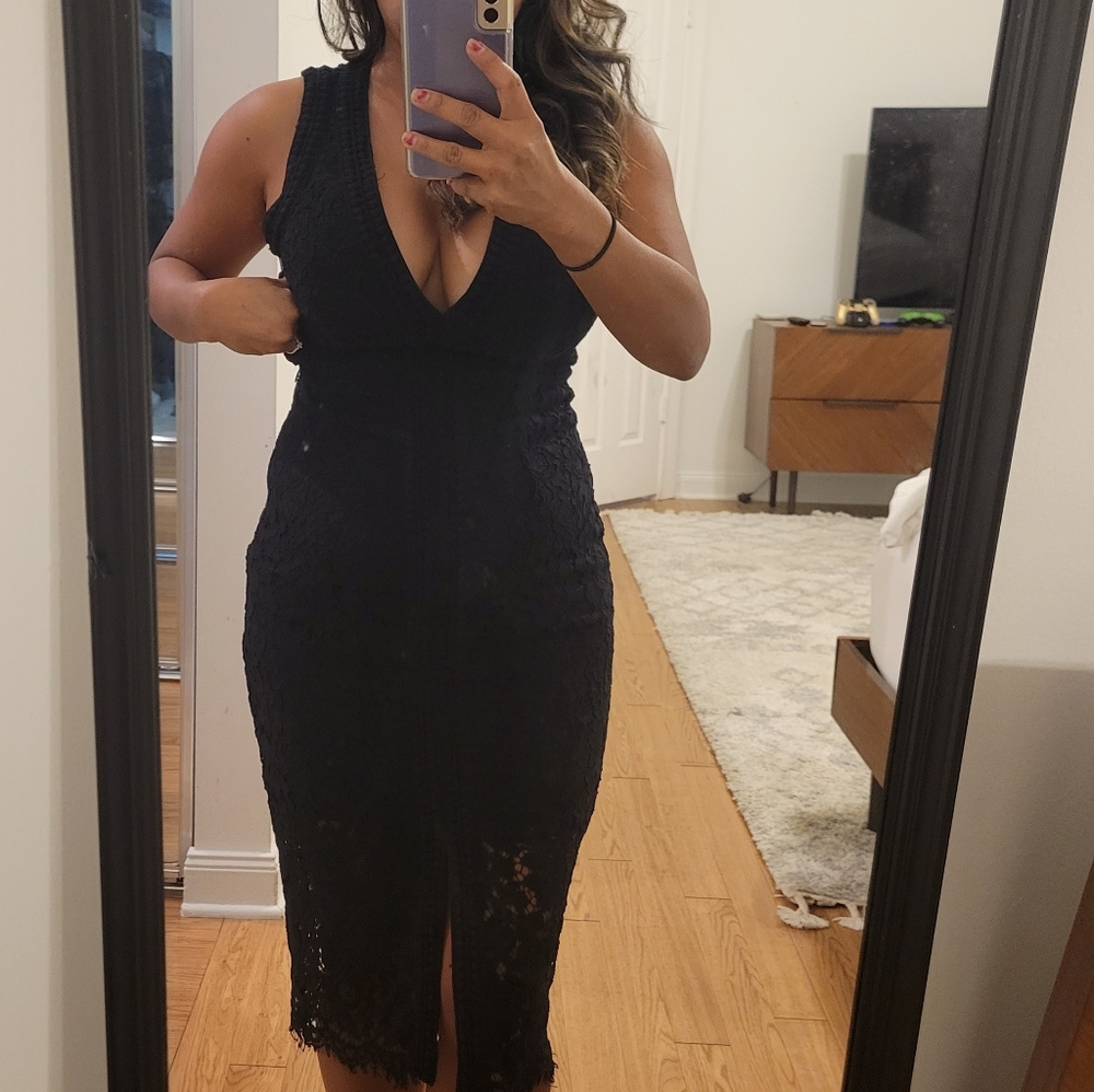 Bardot lace cocktail dress